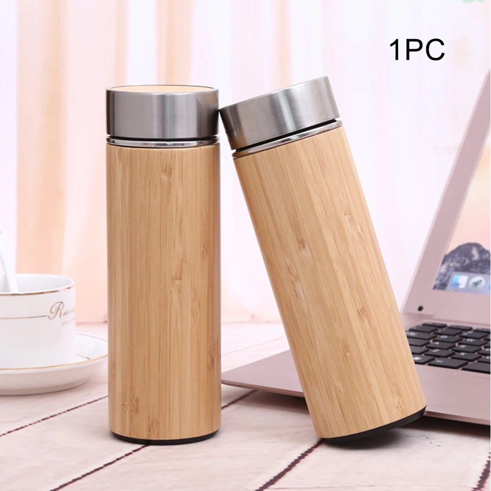 Double Walled Coffee Water Bottle Portable Wide Mouth Vacuum Insulated Drinking Travel Leak Proof Strainer Stainless Steel