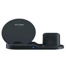 3 в 1 Qi Быстрое беспроводное зарядное устройство Подставка для IPhone 8 X Plus Apple Watch зарядная док-станция черный белый