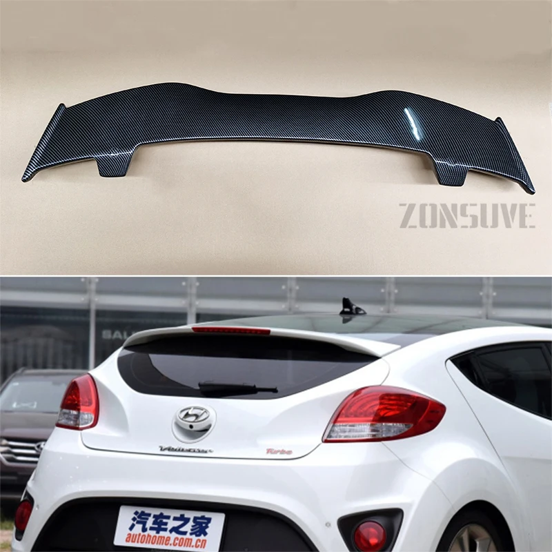 Спойлер для Hyundai Veloster 2012-2016 ABS пластик углеродное волокно вид хэтчбека крыши