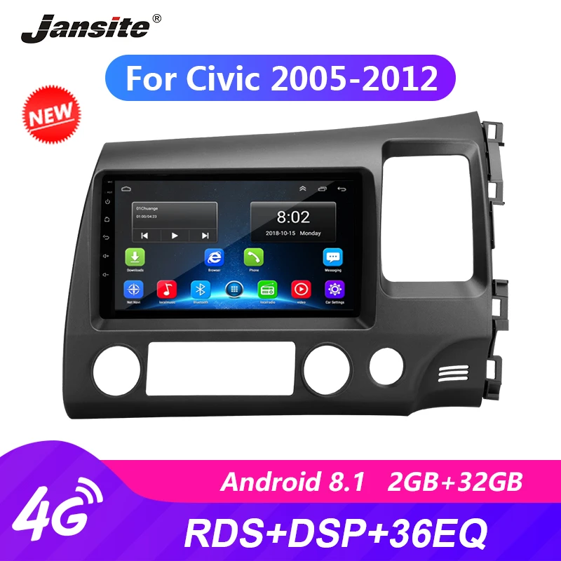 Jansite 4G 9 &quotавтомобильное радио для Honda Civic 2005-2012 Wifi GPS Android сенсорный экран Bluetooth