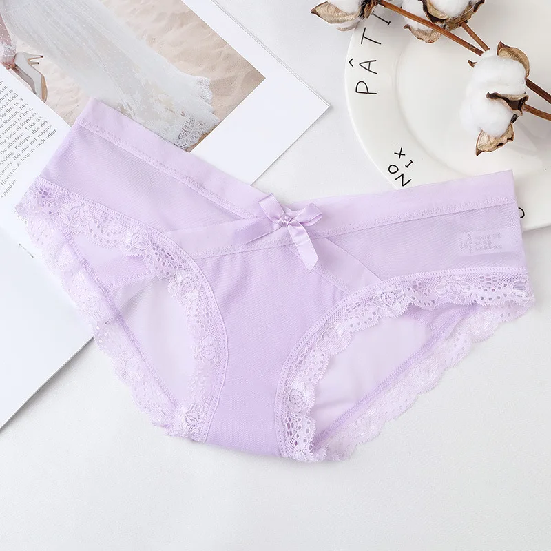 

Panties low waist female lace thin cotton briefs sexy no trace of confusion