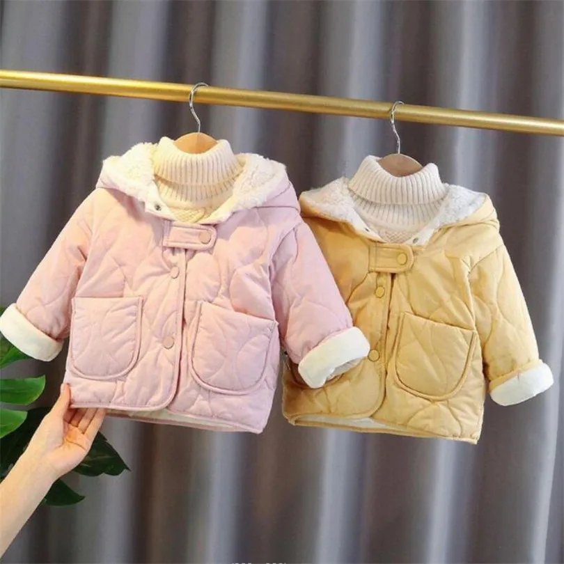 Baby Girls Jacket Coat Winter Hooded Cotton Padded Children Outerwear Infant Girls Parka Coat