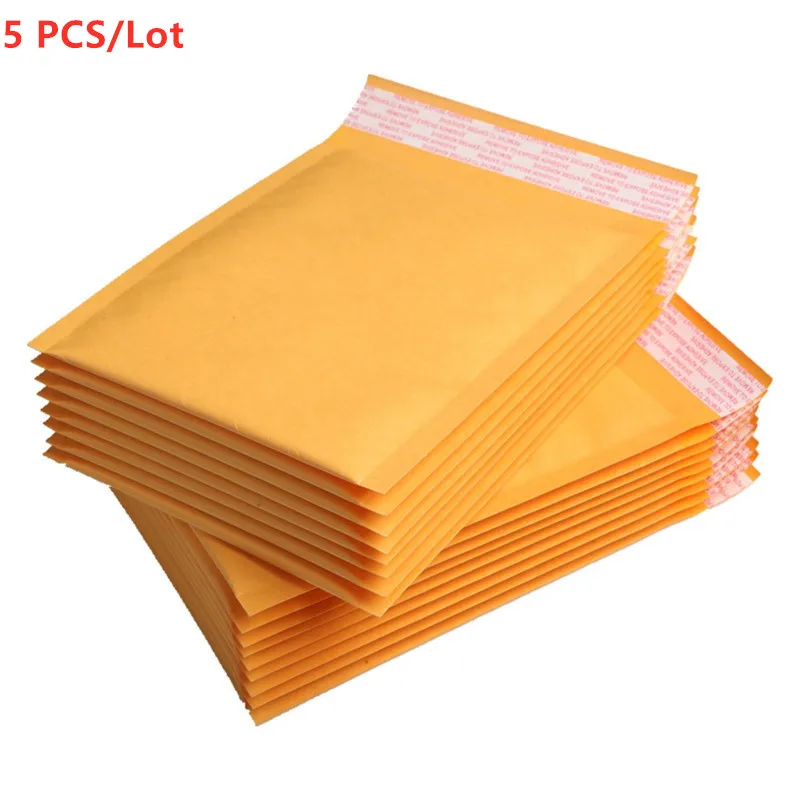 

5 PCS/Lot 110x150mm Kraft Paper Mailers Bubble Envelopes Bags Mailers Padded Shipping Envelope With Bubble Mailing Bag
