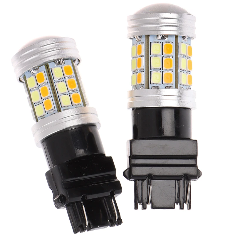 2/1pcs 12V DC 5W Led Bulb DRL 3157-2835-45SMD Auto Lamp Dual Color T25 3157 LED Turn Signal Light | Автомобили и мотоциклы