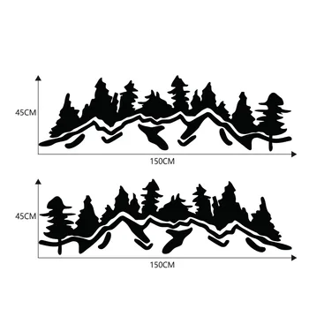 

2pcs Decorative Stickers Black PVC Auto Decal DIY Mountain Tree Forest
