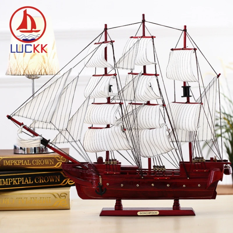 LUCKK 60 см моделирование Винтаж деревянные парусные модельная лодка домашние