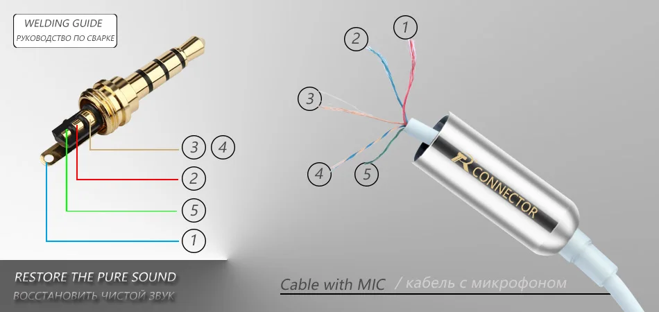Tubo de Cobre Banhados a Ouro Plugue do Fone de Ouvido Fone de Ouvido Jack de 3.5mm Estéreo de 3.5mm Pólos Lote 3.5 Milímetros Conector 4 Macho Pin 100 Pçs - 5 R3???8