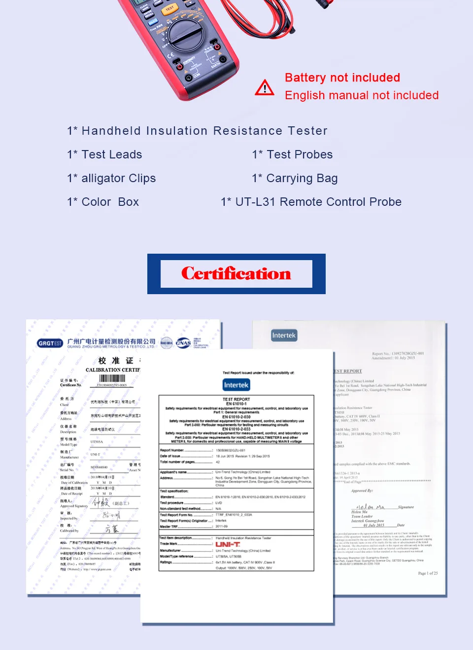 UNI-T UT505B 1000V 200G Ом True RMS Ручной цифровой мегомметром Измеритель сопротивления изоляции Мегаомметр мультиметр
