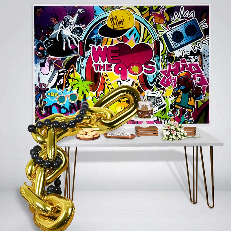 90s Party Decorations Balloon Garland Hip Pop Theme Backdrop For