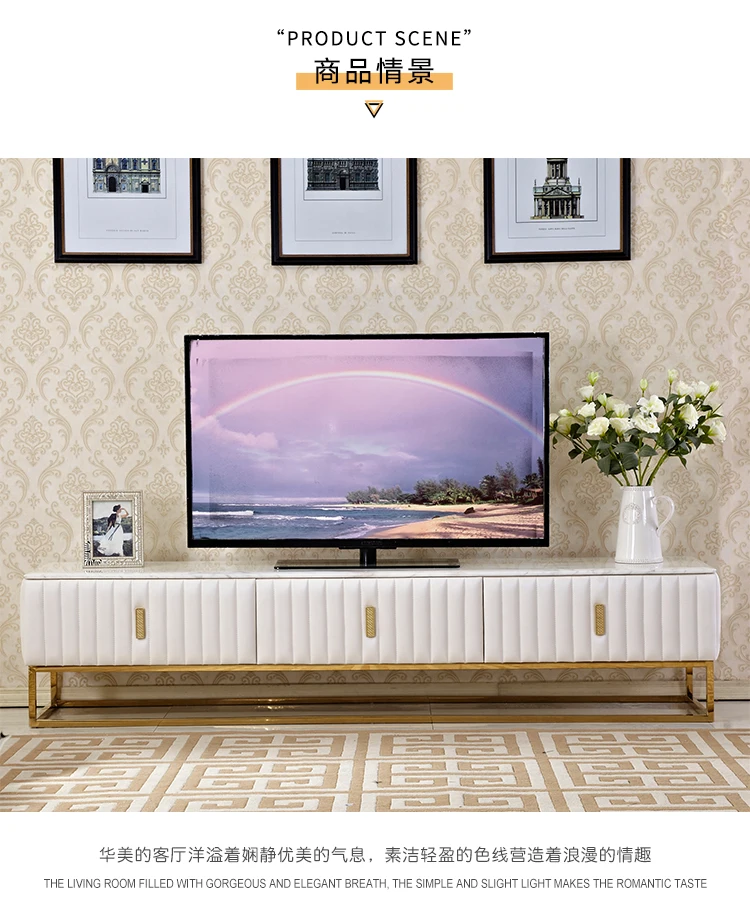 Тумба под телевизор для гостиной с монитором, mueble stalinite из нержавеющей стали, мраморный дизайнерский ТВ-стол+ журнальный стол с центром+ угловой стол