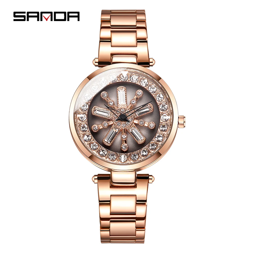 

Relojes Para Mujer SANDA Womens Watches New Fashion Luxury Brand 360 Rotate Clock Waterproof Ladies Watch Diving Quartz Watches