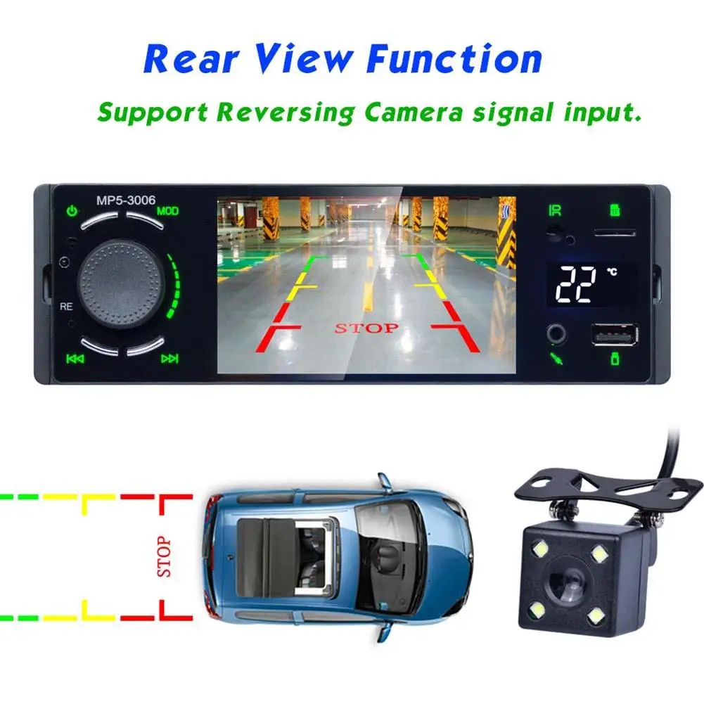 

Car Radio 3006 HD 4.1 Inch Car Radio Bluetooth Touch Screen MP5 Player with Rearview Camera