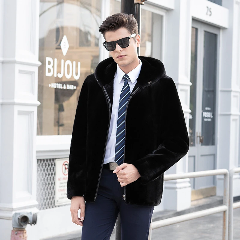 Auténticos importados de terciopelo visón para hombre, abrigo de piel de visón para sombrero corto de visón entero, abrigo de piel de cuero genuino| - AliExpress