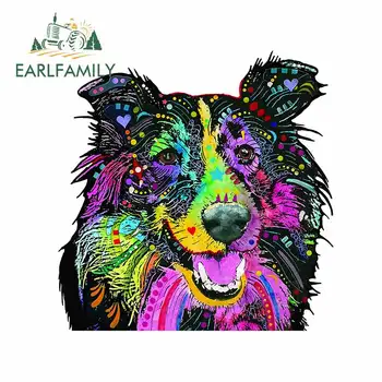 

EARLFAMILY 13cm x 12.9cm for Colorful Dog Camper Car Sticker Truck Decal Vinyl Material Suitable for VAN RV SUV Waterproof Decor