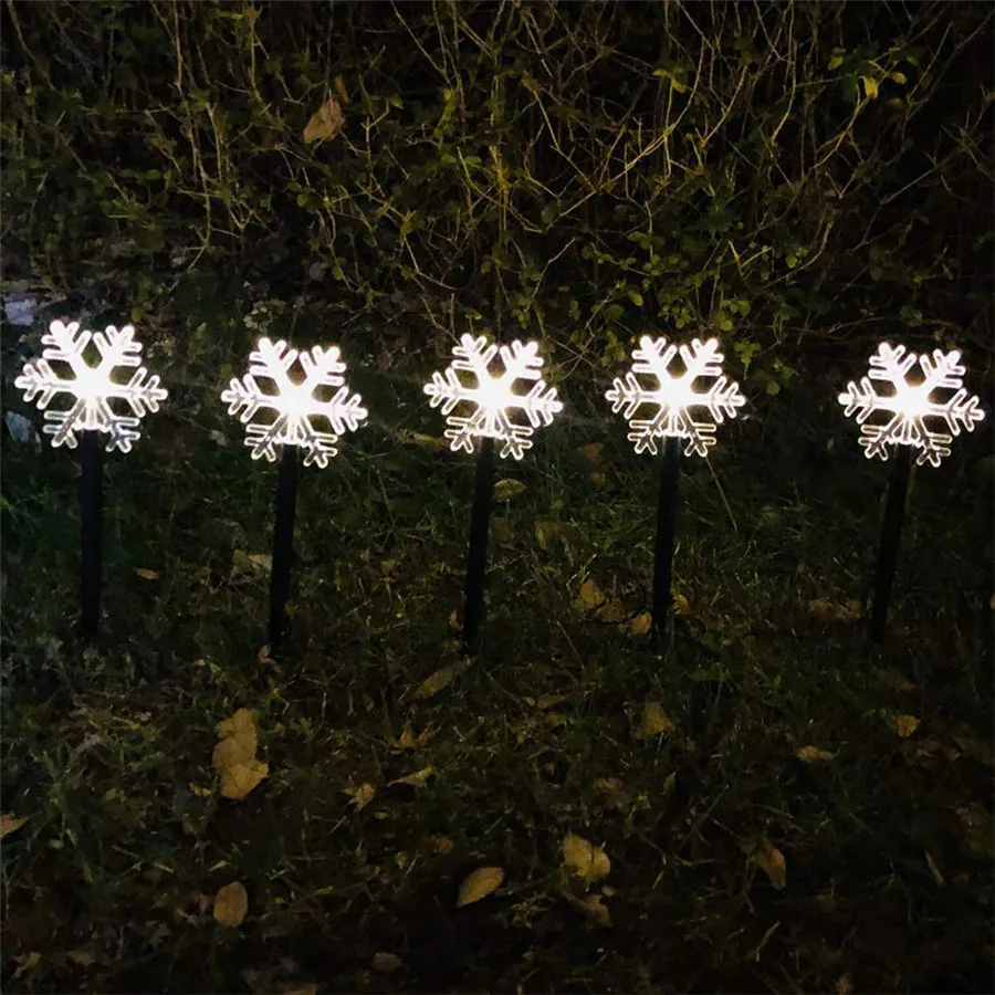 5pcs Snowflakes Thrisdar снежинки звезда Фея Гирлянда Свет открытый садовый шип газон лампы Рождественская елка Свадебная вечеринка праздник Гирлянда Свет - Испускаемый цвет: 5pcs Snowflakes