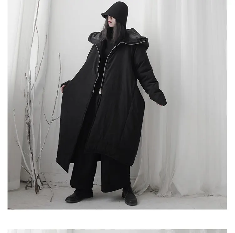LANMREM, новинка, зимняя Женская Асимметричная шапка волшебника на молнии, одноцветная теплая плотная свободная Прямая хлопковая одежда, куртка PC265