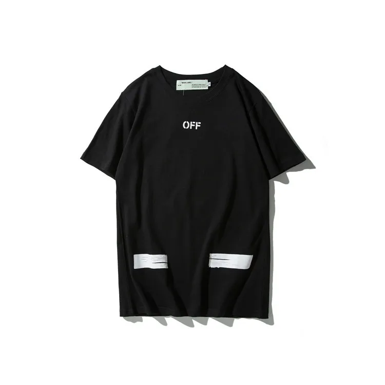 OFF-WHITE новая OW стрела Зебра линия оповещения уличная хип хоп свободная Мужская парная футболка с коротким рукавом - Цвет: Черный