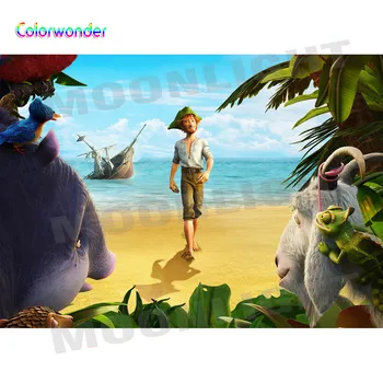 

Robinson Crusoe Tropical Backdrop Birthday Banner Party Theme Photography Background Baby Shower Vinyl Photo Booth
