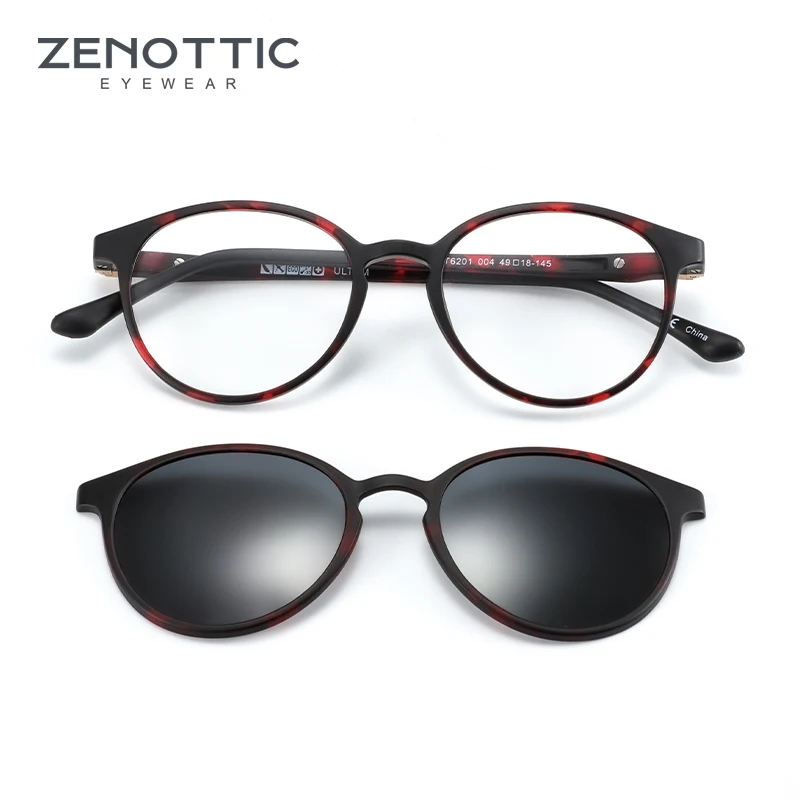 ZENOTTIC Magnetic Clip on Sunglasses Polarized Memory Plastic Frame for Women 