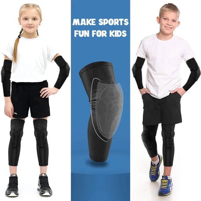 2PCS Kids Youth Sports Honeycomb Compression Knee Pads Children Leg Sleeve Guard Protective Gear for Basketball Football Cycling 4