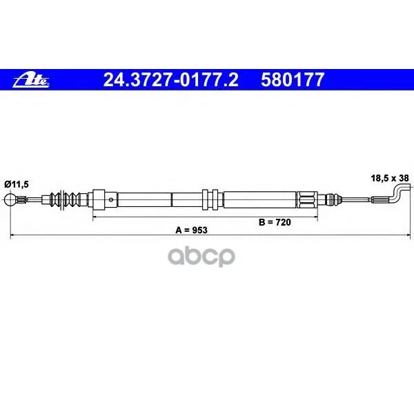 Трос Стояночного Тормоза Volkswagen Transporter(T4)(90-03) Ate арт. 24.3727-0177.2