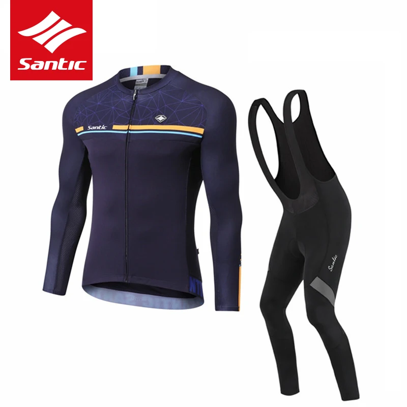 

Santic Men Cycling Long Sleeve Bib Pants Set Bike Long Jerseys Spring Autumn MTB Bicycle Jackets Pants Bike Warm Clothing Set
