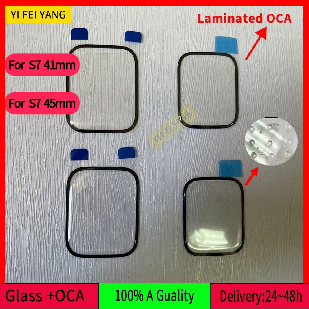 Schermo Lcd Vetro Esterno Con Pannello Colla Oca, Touch Screen, Qualità, 41Mm, 45Mm, Adatto Per Apple Watch Series S8 Ultra S7, 10 Pezzi