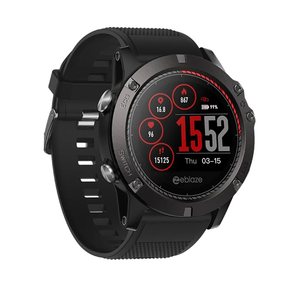 Zeblaze VIBE 3 ECG Smartwatch цветной сенсорный дисплей Смарт-часы пульсометр погода Удаленная Музыка для IOS и Android - Цвет: black