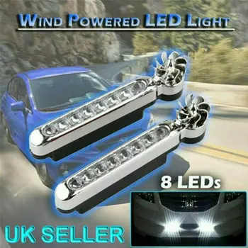 

2Pcs Wind Powered 8 LED Car Daytime Running Light Wind Energy DLR Headlight Lamp Car styling No Need External Power Dropshipping
