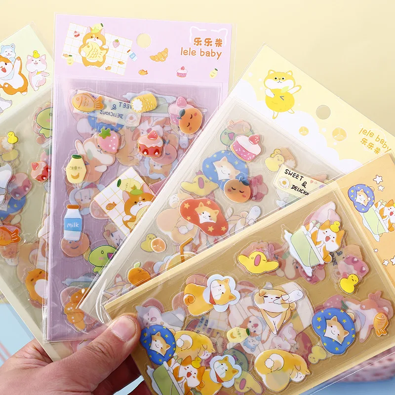4 pcs/set Kawaii Shiba Inu Pet Dog PET Stickers Scrapbooking Diy Journaling Cute Diary Stationery Sticker Art Supplies | Канцтовары для
