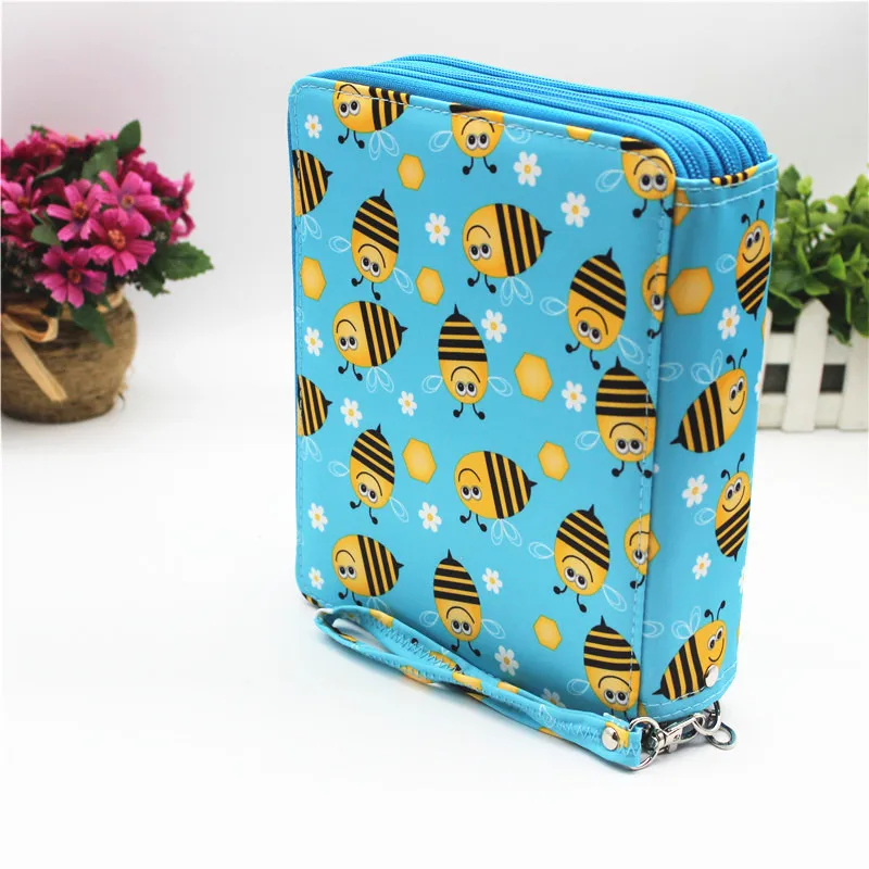 Школьный милый чехол для карандаша с цветами большими 127 отверстиями трехслойный