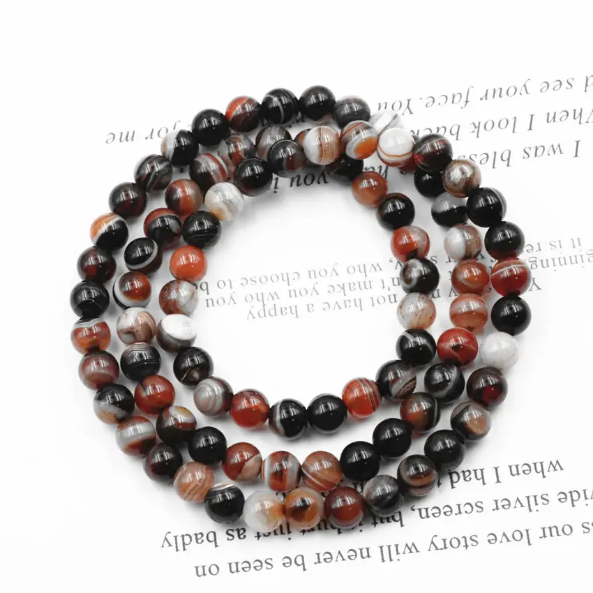 

Retro 3 Layer Beaded Bracelet Natural Veins Agates Stone Round Beads Bracelets Fashion Gifts Bangle Handmade Jewelry 21" A982