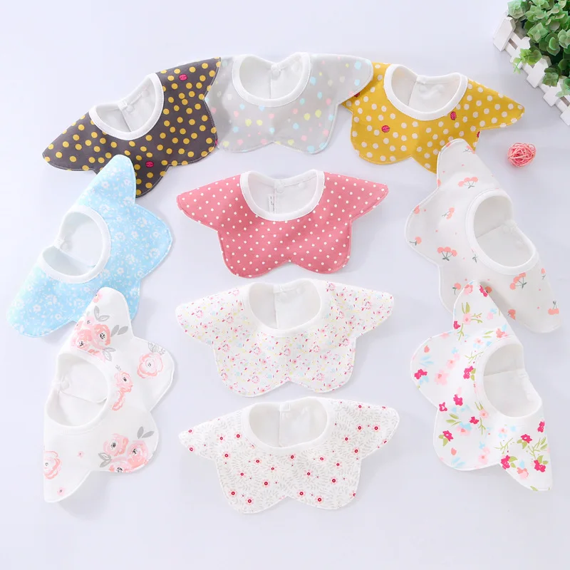 Cotton Waterproof Baby Bibs Fashion Round Neck Burp Cloth 360 Degree Flower Bib for Girls Clothing Bandana | Детская одежда и