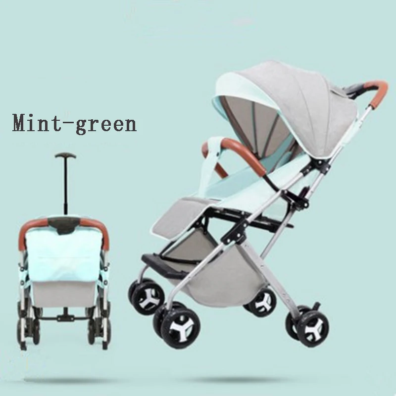 Baby trolley ultra-light, portable and easy to fold baby pocket umbrella trolley umbrella stroller - Цвет: D-verison-green