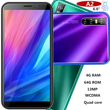 

A2 Global version smartphones 4GB RAM 64GB ROM 13MP 6.0inch IPS android mobile phones face ID unlocked celulares 3G wifi 2SIM