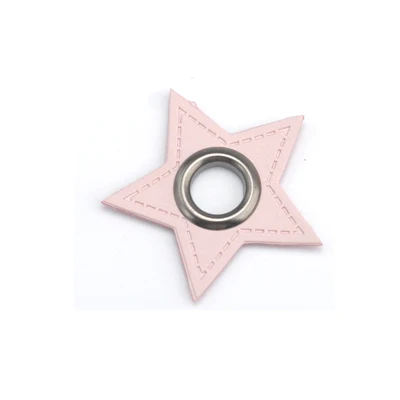 Pink black eyelet 30 шт./лот Звезда розовый/Мятный искусственная кожа пришить значки патч этикетки+ Внутренняя 8 мм Металлические латунные люверсы - Цвет: Pink black eyelet