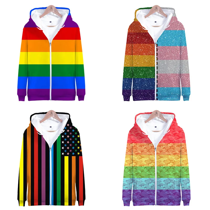 

LGBT Fashion 3D Print Hoodies Men Women Rainbow Flag Lesbians Gays Zipper Hoodie Casual Long Sleeve Jacket Coat Clothes