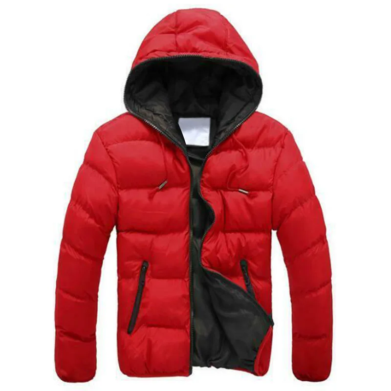 

Men Jacket Winter Warm 2019 Fashion Thick Long Sleeve Zipper Pocket Hooded Hoodies Patchwork Male Parka Slim Coat Plus Size