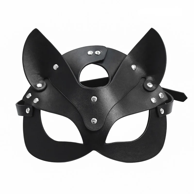 Sexy Women Black Bunny Ears Mask Bdsm Fetish Catwoman Leather Rabbit Cat Ears Mask Halloween Masquerade Party Cosplay Costume