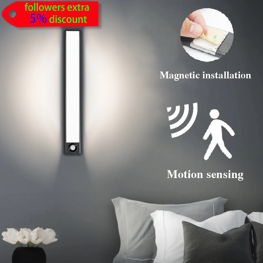 Светодиодный ночник для шкафа ультратонкий светильник с пассивным ИК датчиком