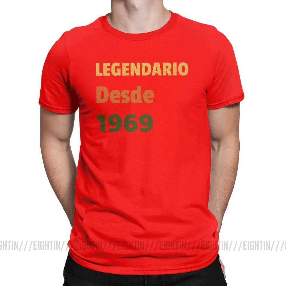 Legends Are Born In 1969, футболка, испанская, испанская, мужская,, подарок на рождение, топы, винтажные, с круглым вырезом, хлопковая футболка - Цвет: Красный