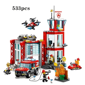 

New City Series Toys Bricks Fire Station lepining 60215 City Building Blocks Bricks Figure For Children Christmas Gift