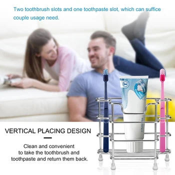 

Toothbrush Holder Two Toothbrush Slots One Toothpaste Slot Stand Couple Gift Bathroom Ventilation Drain Toothbrush Holder
