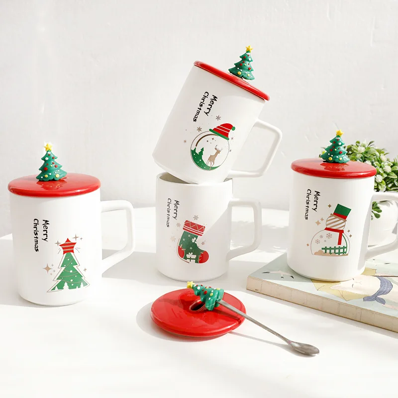 Merry Christmas Coffee Mug with Tree socks snowman Tea Cup Milk Breakfast Gift | Дом и сад