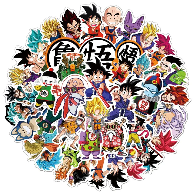 50 Japanese Anime Dragon Ball Graffiti Stickers PVC Waterproof Stickers Luggage Laptop Stickers 1