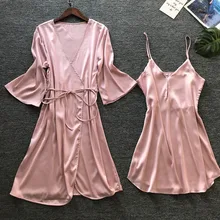 Модный набор женских халатов, 2 шт. наборы, весна, одежда для сна, халат, Женская Сексуальная Ночная одежда, домашняя одежда, Повседневная Ночная рубашка