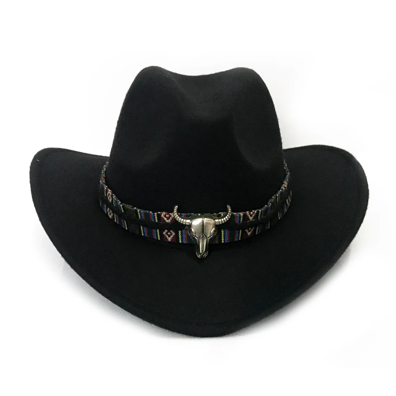YY металлическая Bull лента Fedoras Мужская зимняя Осенняя ковбойская джазовая шляпа Женская Трилби фетровая шляпка Cowgirl Jazz Toca Sombrero FD19013