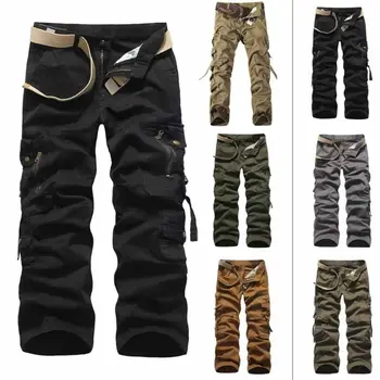 

Men's Casual Washed Overalls Loose Large Men's Workwear Multi Bag Pants Solid Color Fashion Leisure Trend