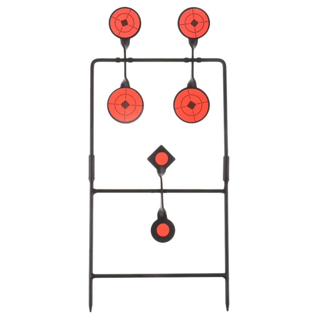 Self Resetting 6 Targets Spinning Shooting Metal Target with Ground Spikes