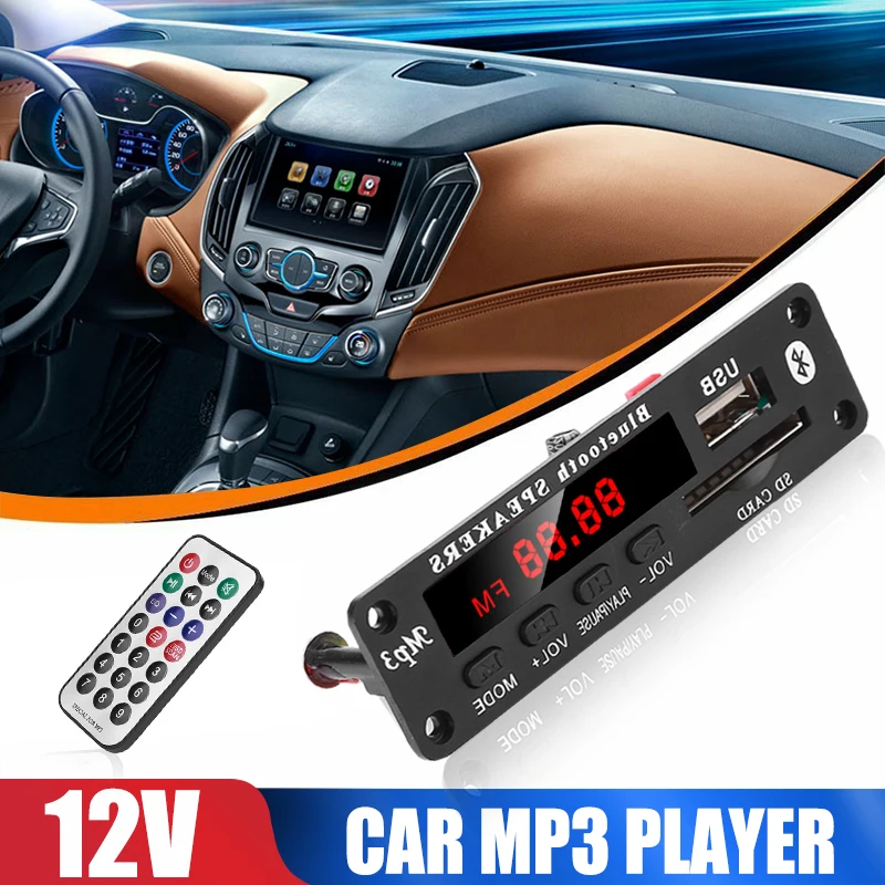 Vehemo USB SD FM Player WMA Decoder Radio Module Car MP3 Decoder Board Bluetooth Auto Vehicles Accessories